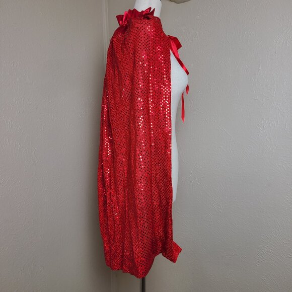 Halloween Sequined Cape Red Ridinghood Devil One Size Red A569 - Picture 3 of 6